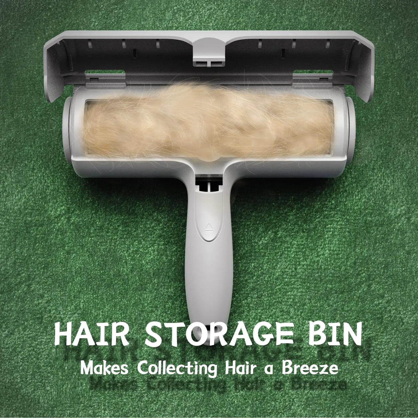 Reusable Pet Hair Removal Roller with Self-Cleaning Mechanism and Integrated Fur Bin for Furniture, Bedding, Vehicles, and Clothing