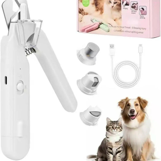 2-in-1 Electric Pet Nail Clipper and Grinder with LED Light, Rechargeable and Ultra Quiet Grooming Tool for Dogs and Cats of All Sizes