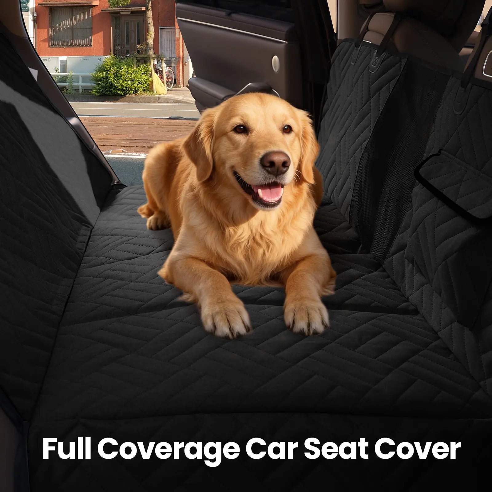 Waterproof Dog Car Seat Cover with Hard Bottom, Anti-Slip Back Seat Protector, Easy to Clean with Mesh Window, Compatible with Most Vehicles