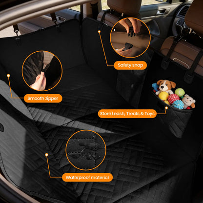 Waterproof Dog Car Seat Cover with Hard Bottom, Anti-Slip Back Seat Protector, Easy to Clean with Mesh Window, Compatible with Most Vehicles