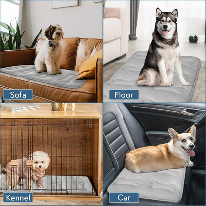 2Pcs Thicker Cooling Mat for Dogs or Cats, Cute Bone Quiled Durable Non-Slip Long-Lasting Instant Cool Summer Pet Cooling Pad, No Geal No Electric Portable Lightweight Washable Indoor Outdoor Cold Kennel Crate Bed for Large Dogs, Grey #Summervibes