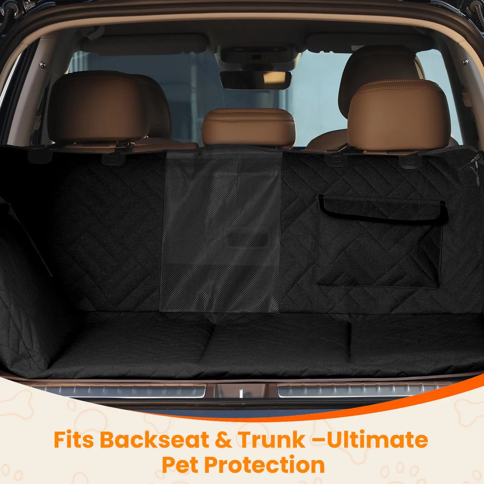 Waterproof Dog Car Seat Cover with Hard Bottom, Anti-Slip Back Seat Protector, Easy to Clean with Mesh Window, Compatible with Most Vehicles