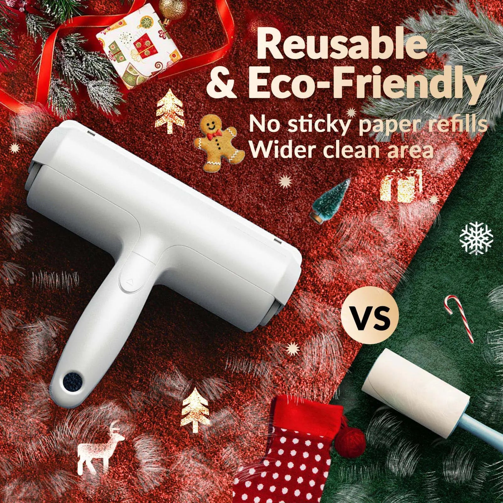 Reusable Pet Hair Removal Roller with Self-Cleaning Mechanism and Integrated Fur Bin for Furniture, Bedding, Vehicles, and Clothing
