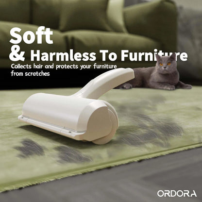 Reusable Pet Hair Removal Roller with Self-Cleaning Mechanism and Integrated Fur Bin for Furniture, Bedding, Vehicles, and Clothing