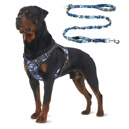 Auroth Tactical Dog Harness and 6 FT Tan Heavy-Duty Leash for Small to Large Breeds, No-Pull Reflective Training Vest in Camo