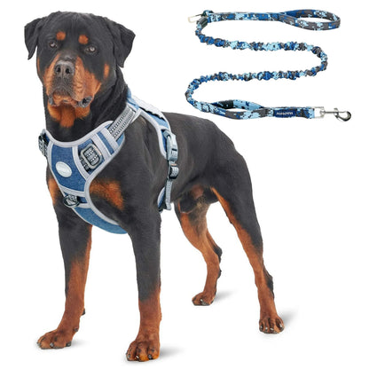 Auroth Tactical Dog Harness and 6 FT Tan Heavy-Duty Leash for Small to Large Breeds, No-Pull Reflective Training Vest in Camo