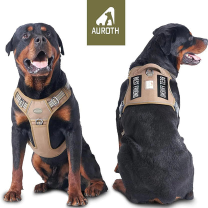 Auroth Tactical Dog Harness and 6 FT Tan Heavy-Duty Leash for Small to Large Breeds, No-Pull Reflective Training Vest in Camo