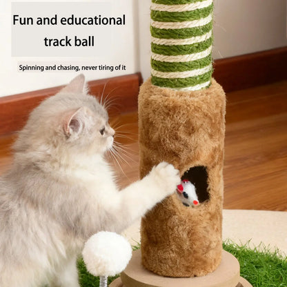 39" Green Cat Tree with Hanging Ball & Mouse – Durable Scratching Post for Small Cats Easy Installation Spacesaving Cattree Interactive Toy#Summervibes#Petlovers