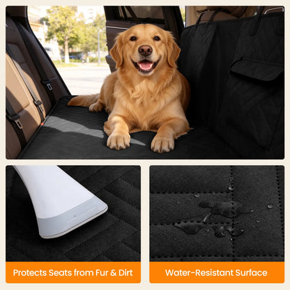 Waterproof Dog Car Seat Cover with Hard Bottom, Anti-Slip Back Seat Protector, Easy to Clean with Mesh Window, Compatible with Most Vehicles