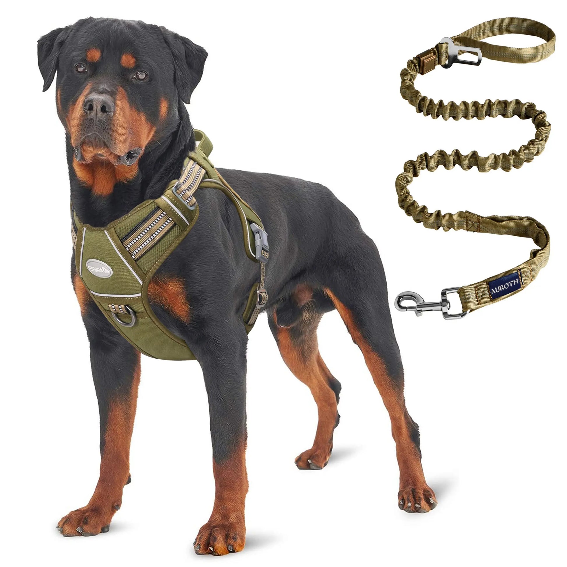 Auroth Tactical Dog Harness and 6 FT Tan Heavy-Duty Leash for Small to Large Breeds, No-Pull Reflective Training Vest in Camo