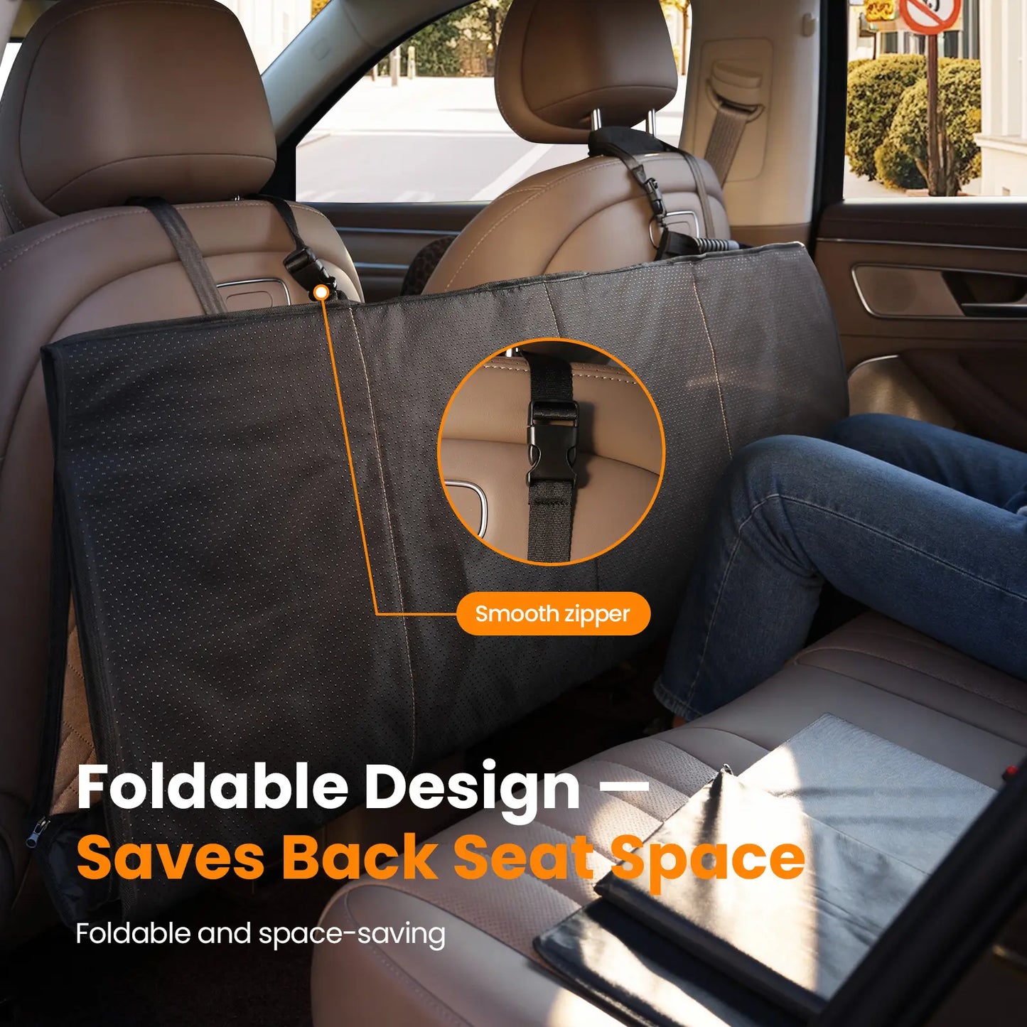 Waterproof Dog Car Seat Cover with Hard Bottom, Anti-Slip Back Seat Protector, Easy to Clean with Mesh Window, Compatible with Most Vehicles
