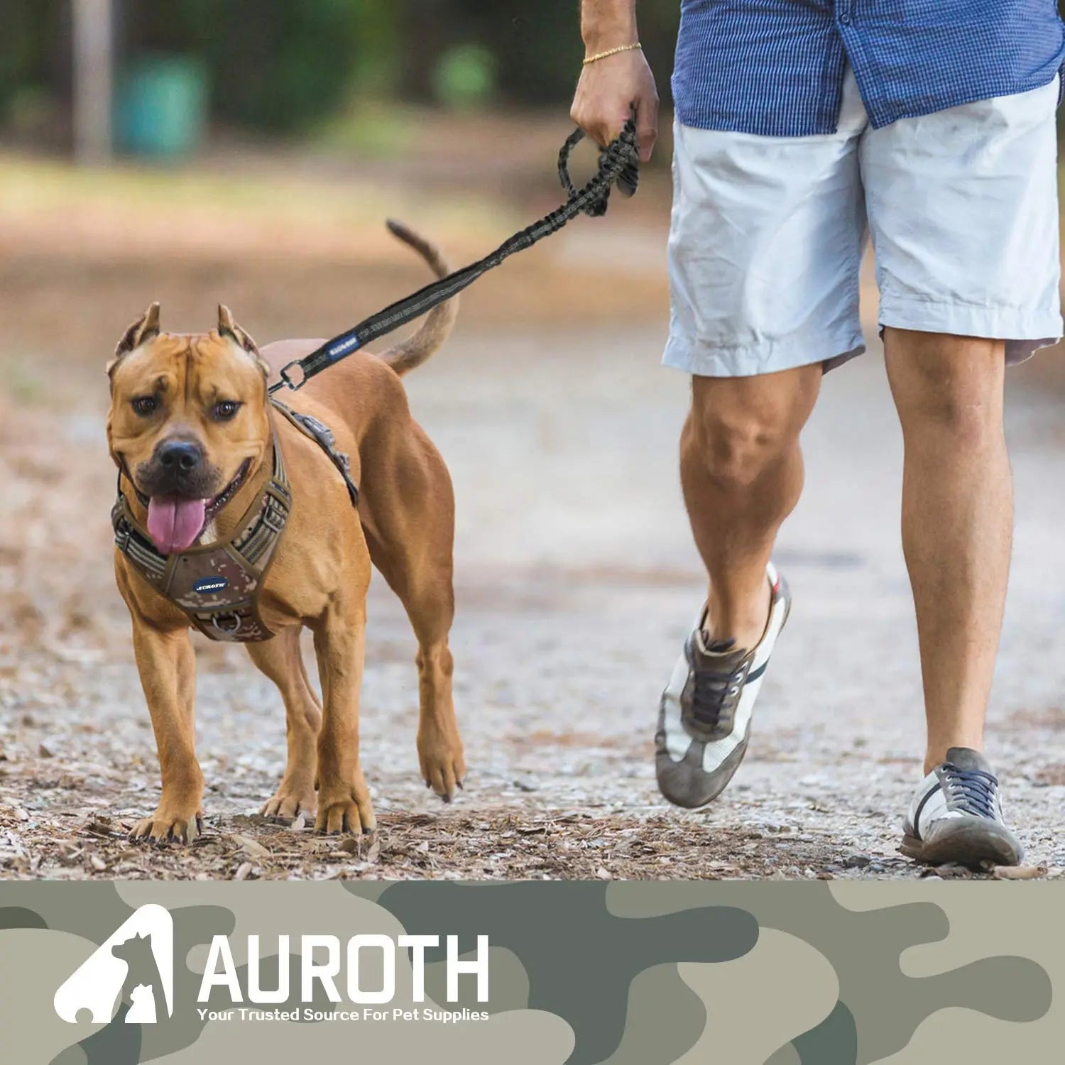 Auroth Tactical Dog Harness and 6 FT Tan Heavy-Duty Leash for Small to Large Breeds, No-Pull Reflective Training Vest in Camo