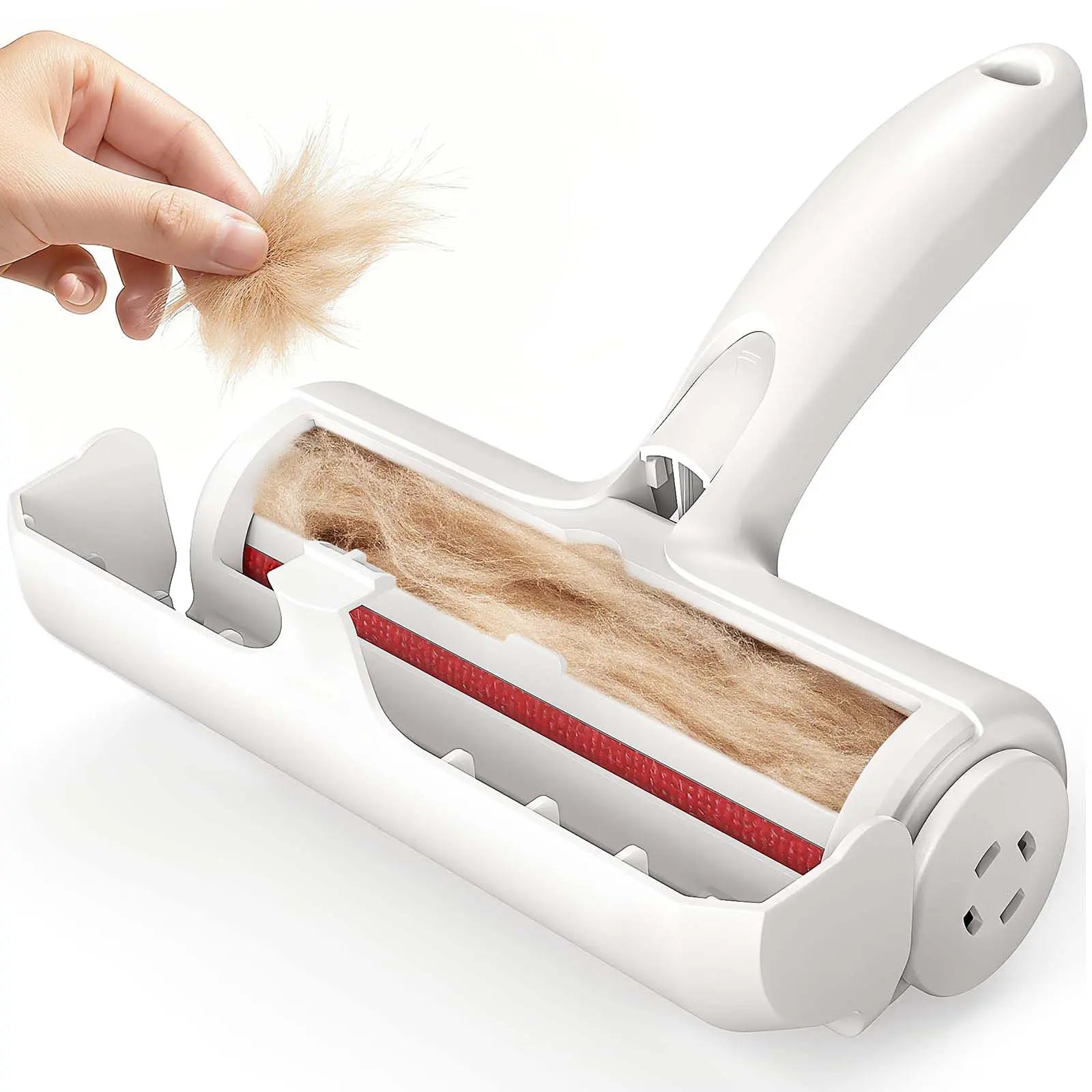 Reusable Pet Hair Removal Roller with Self-Cleaning Mechanism and Integrated Fur Bin for Furniture, Bedding, Vehicles, and Clothing