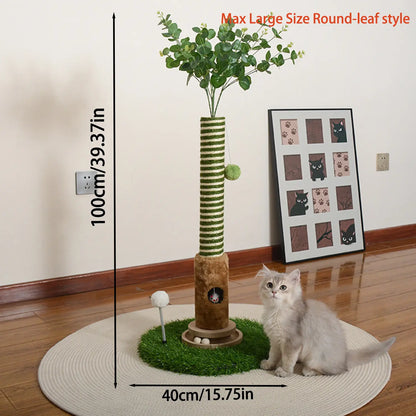 39" Green Cat Tree with Hanging Ball & Mouse – Durable Scratching Post for Small Cats Easy Installation Spacesaving Cattree Interactive Toy#Summervibes#Petlovers