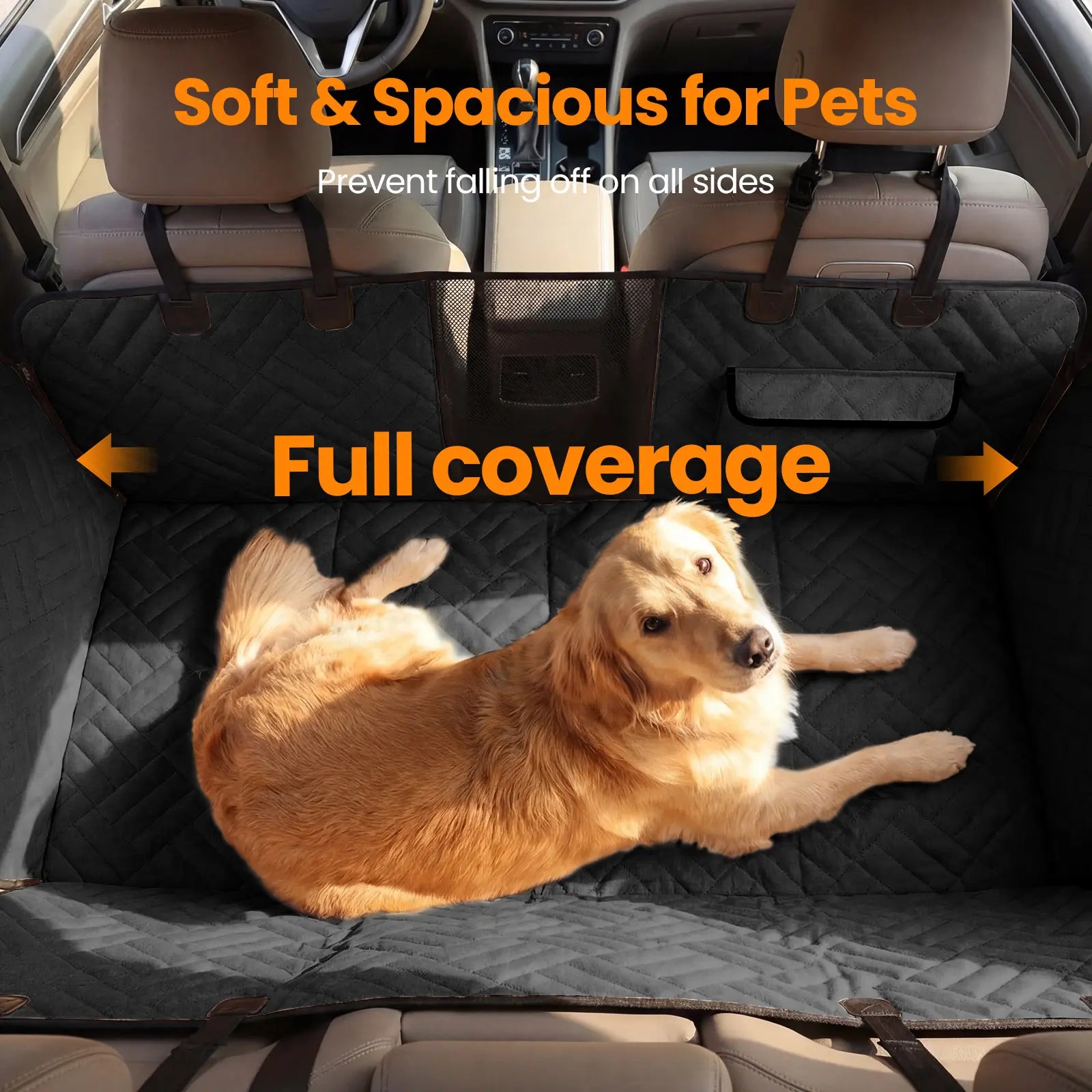 Waterproof Dog Car Seat Cover with Hard Bottom, Anti-Slip Back Seat Protector, Easy to Clean with Mesh Window, Compatible with Most Vehicles