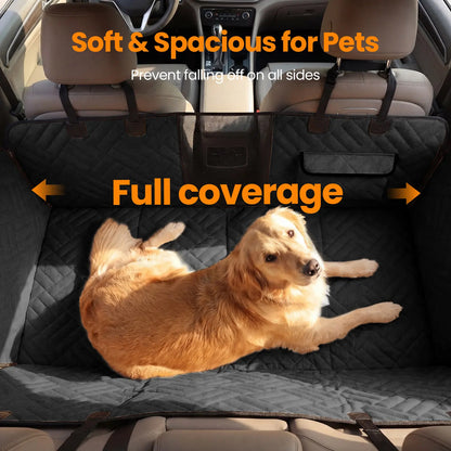 Waterproof Dog Car Seat Cover with Hard Bottom, Anti-Slip Back Seat Protector, Easy to Clean with Mesh Window, Compatible with Most Vehicles