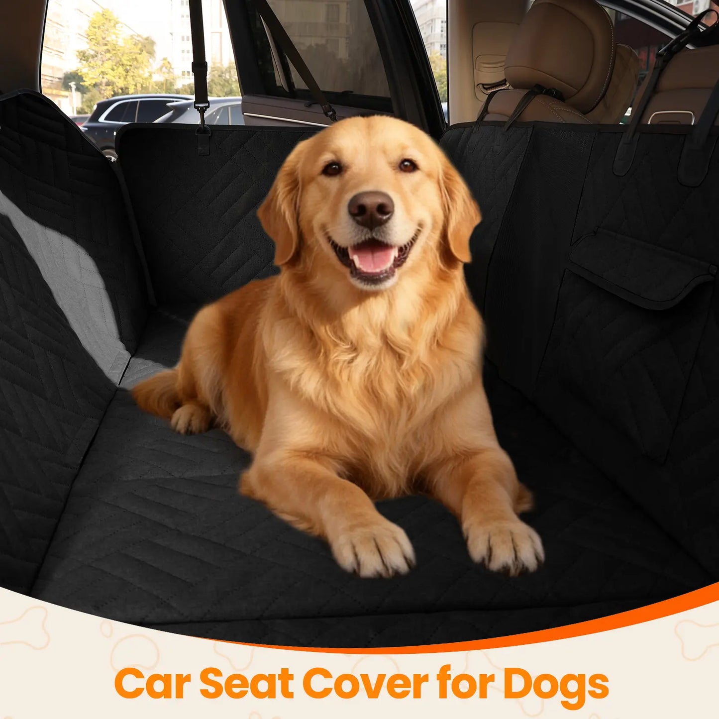Waterproof Dog Car Seat Cover with Hard Bottom, Anti-Slip Back Seat Protector, Easy to Clean with Mesh Window, Compatible with Most Vehicles