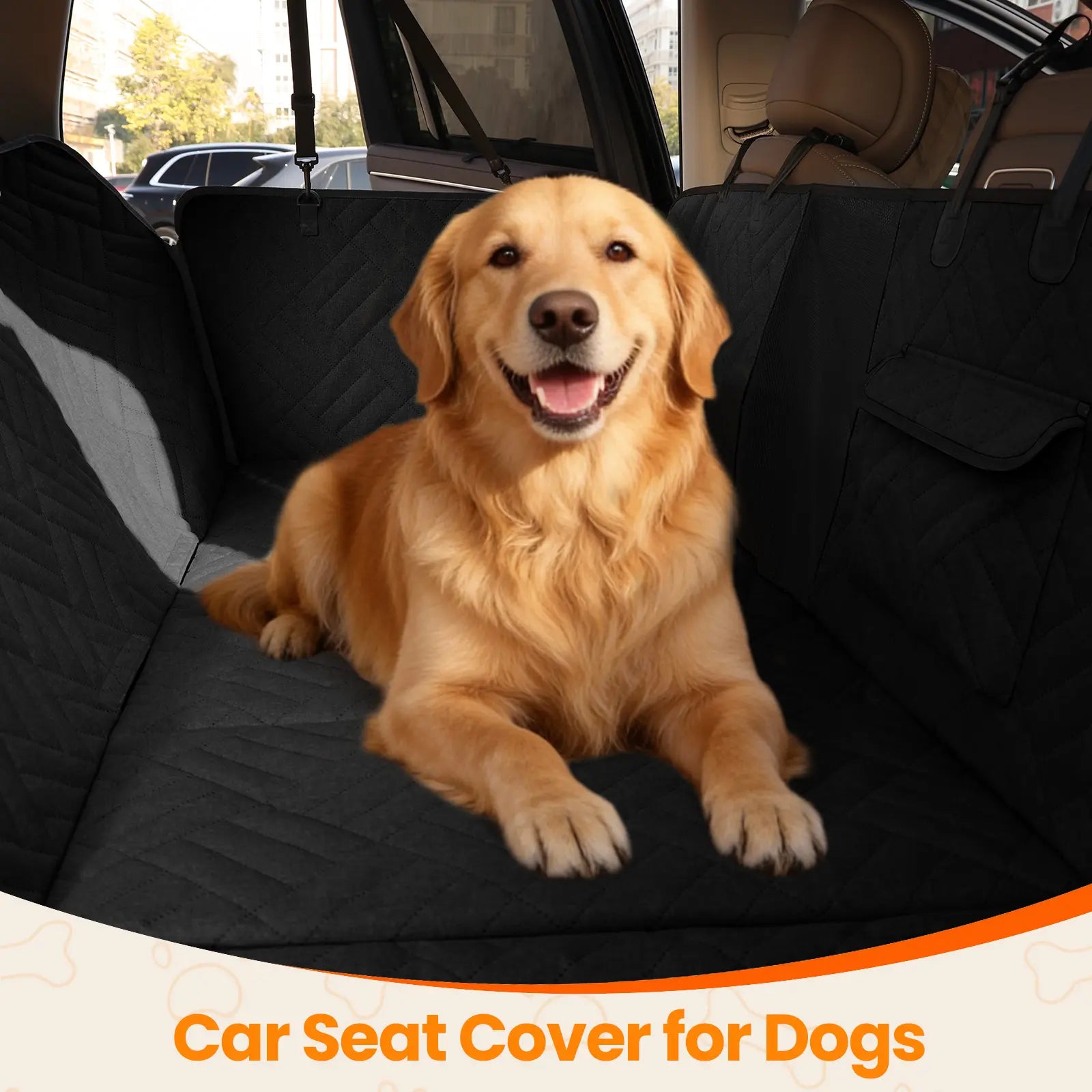 Waterproof Dog Car Seat Cover with Hard Bottom, Anti-Slip Back Seat Protector, Easy to Clean with Mesh Window, Compatible with Most Vehicles