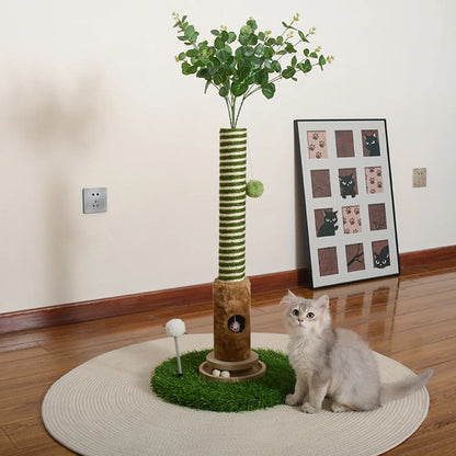 39" Green Cat Tree with Hanging Ball & Mouse – Durable Scratching Post for Small Cats Easy Installation Spacesaving Cattree Interactive Toy#Summervibes#Petlovers